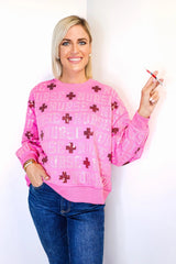 QUEEN OF SPARKLES Sequin NURSE Allover Sweatshirt