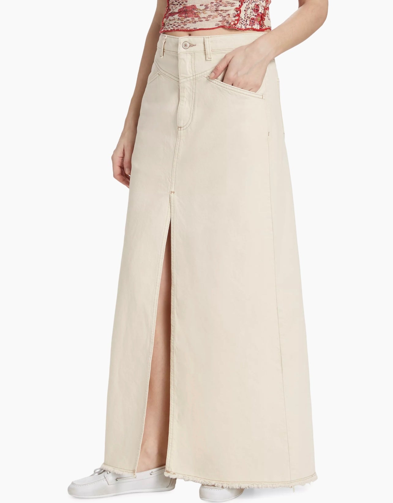 FREE PEOPLE Denim COME AS YOU ARE Maxi Skirt