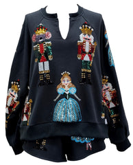 QUEEN OF SPARKLES Sequin NUTCRACKER Ballet Sweatshirt