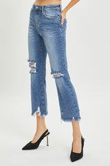 KOURTNEY HiRise StraightLeg UnevenHem Crop Jean