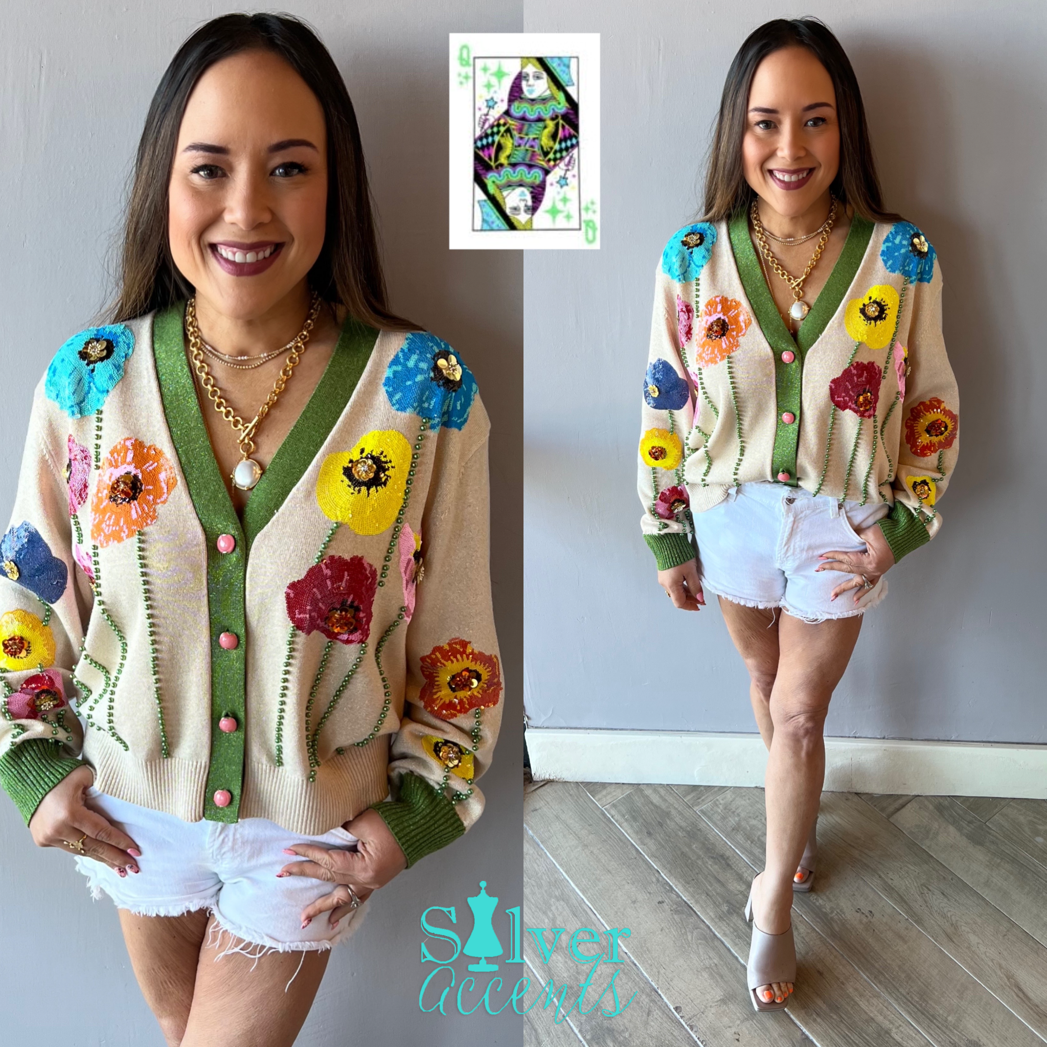 QUEEN OF SPARKLES Lurex Knit/Sequin POPPY Cardigan Top Jo Jo