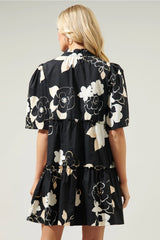 CAIRO Floral SplitNeck Poplin Dress