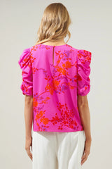 SEIKO Floral DrapeSleeve Blouse