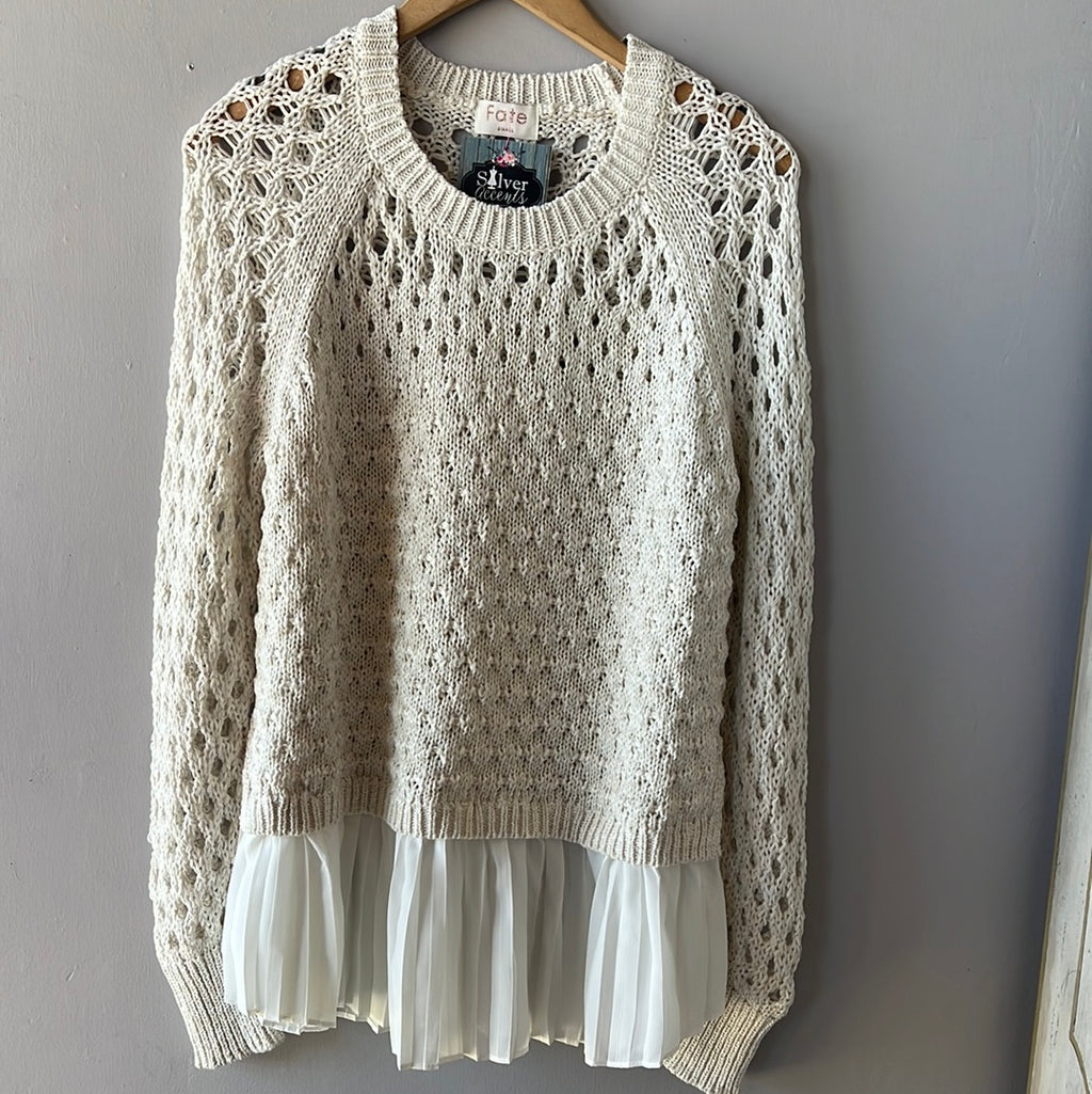 TAYLOR Contrast Pleated Hem Sweater Top