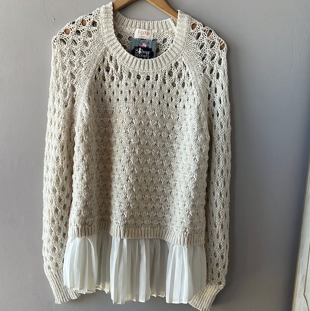 TAYLOR Contrast Pleated Hem Sweater Top