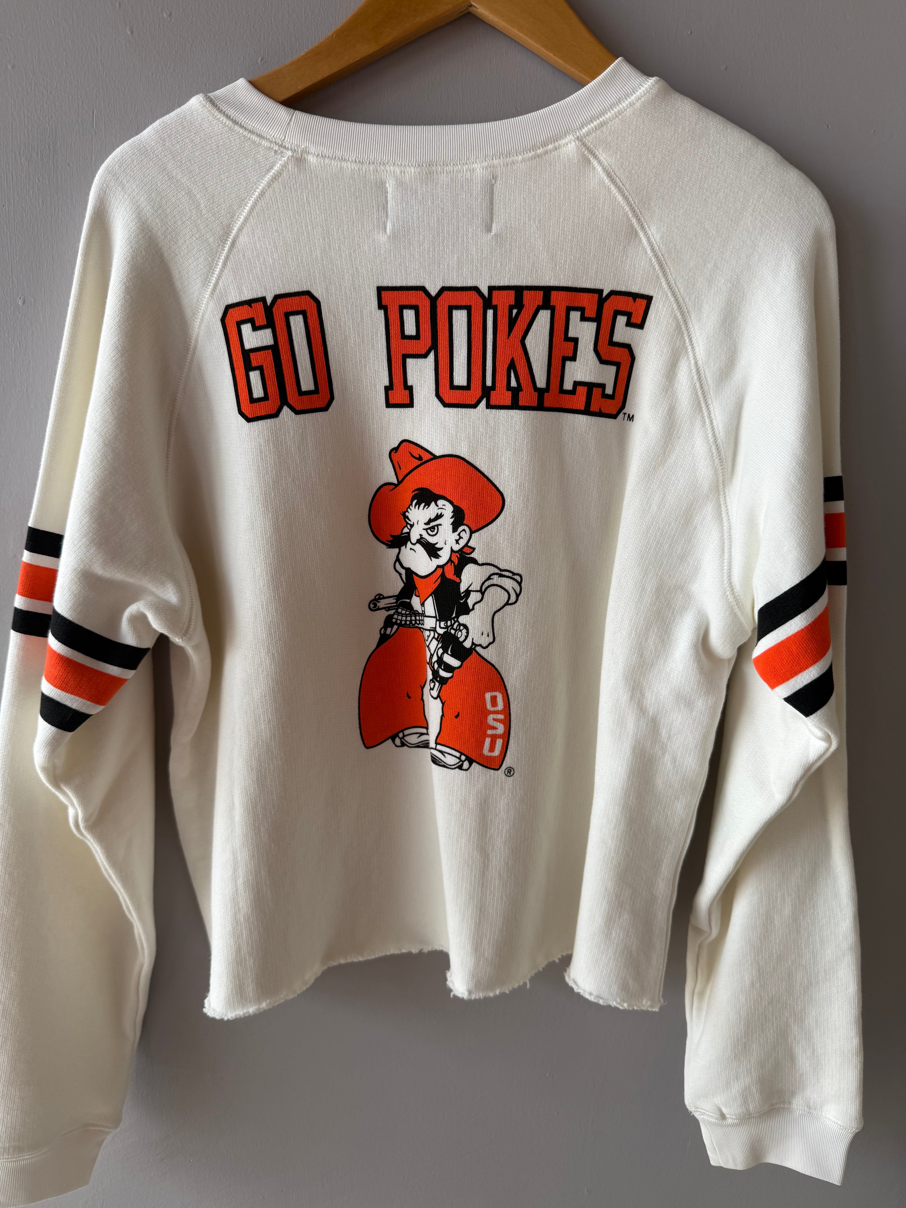 STADIUM White OKLAHOMA  STATE 1 Stripe Sleeve Sweatshirt