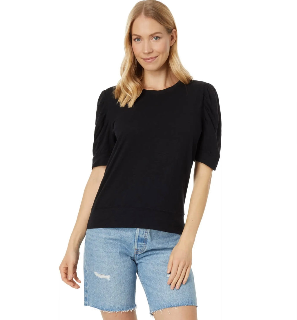BOBI Lightweight Jersey ROUTINE PuffSleeve CrewNeck Top
