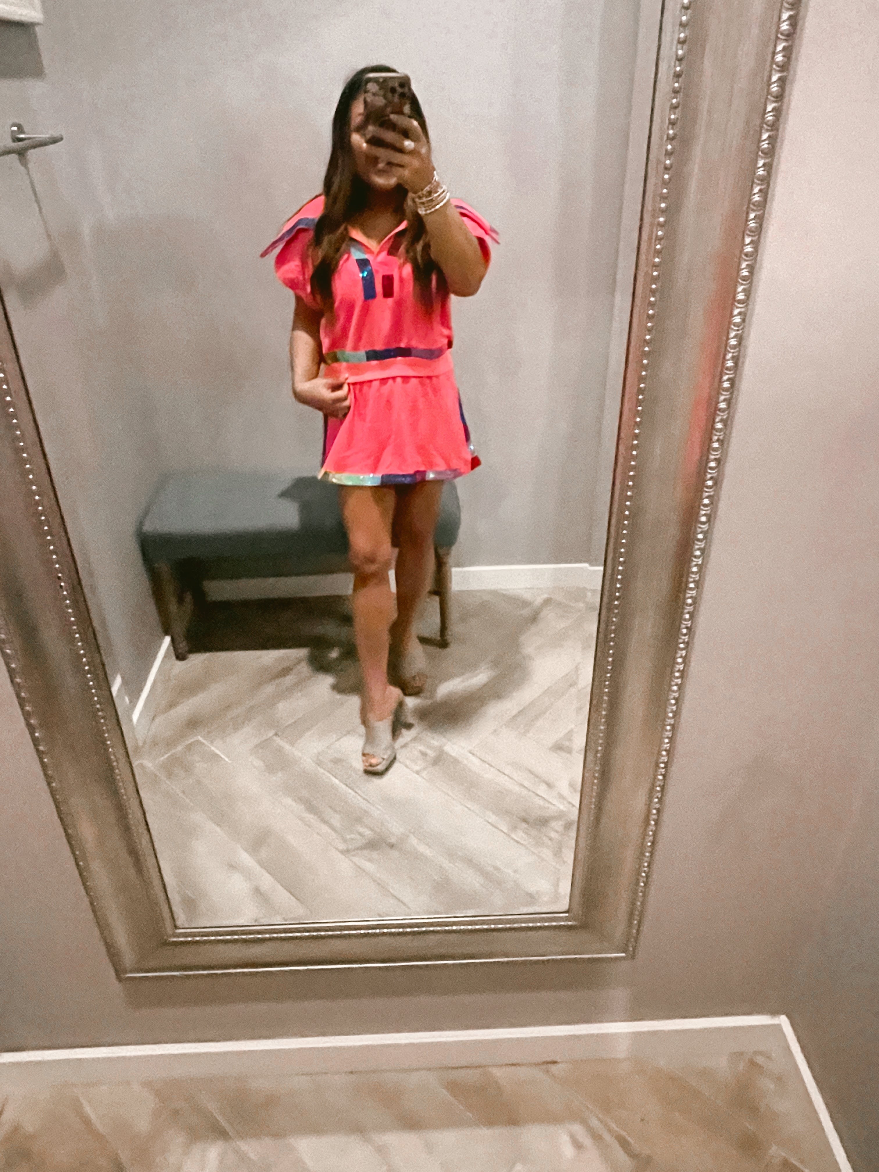 QUEEN OF SPARKLES Sequin RAINBOW Trim Skort