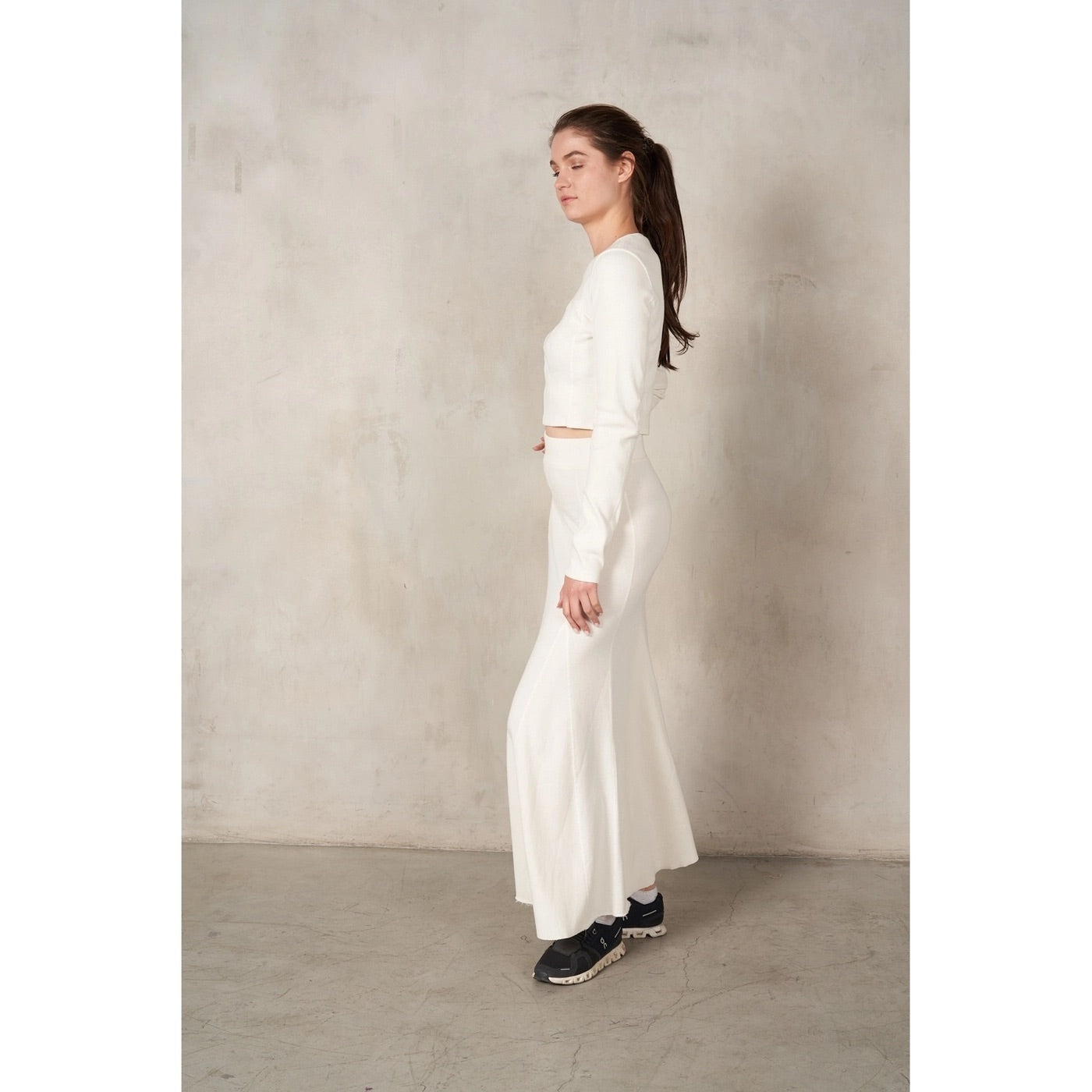 CRAZED Mineral Wash RibKnit LongSleeve Corset Top