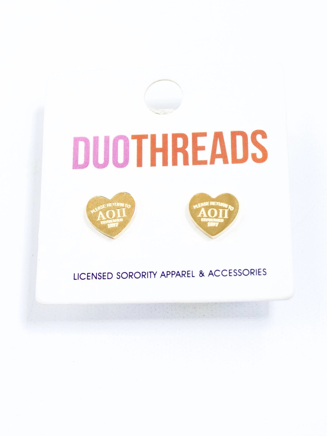 DUOTHREADS Sorority HEART Earrings