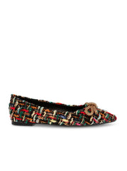 STEVE MADDEN Tweed ELINA Rhinestone Bow Flat Shoe