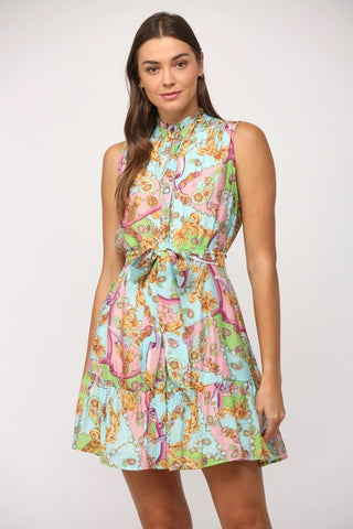 VENICE ChainPrint ButtonDown Collar Dress