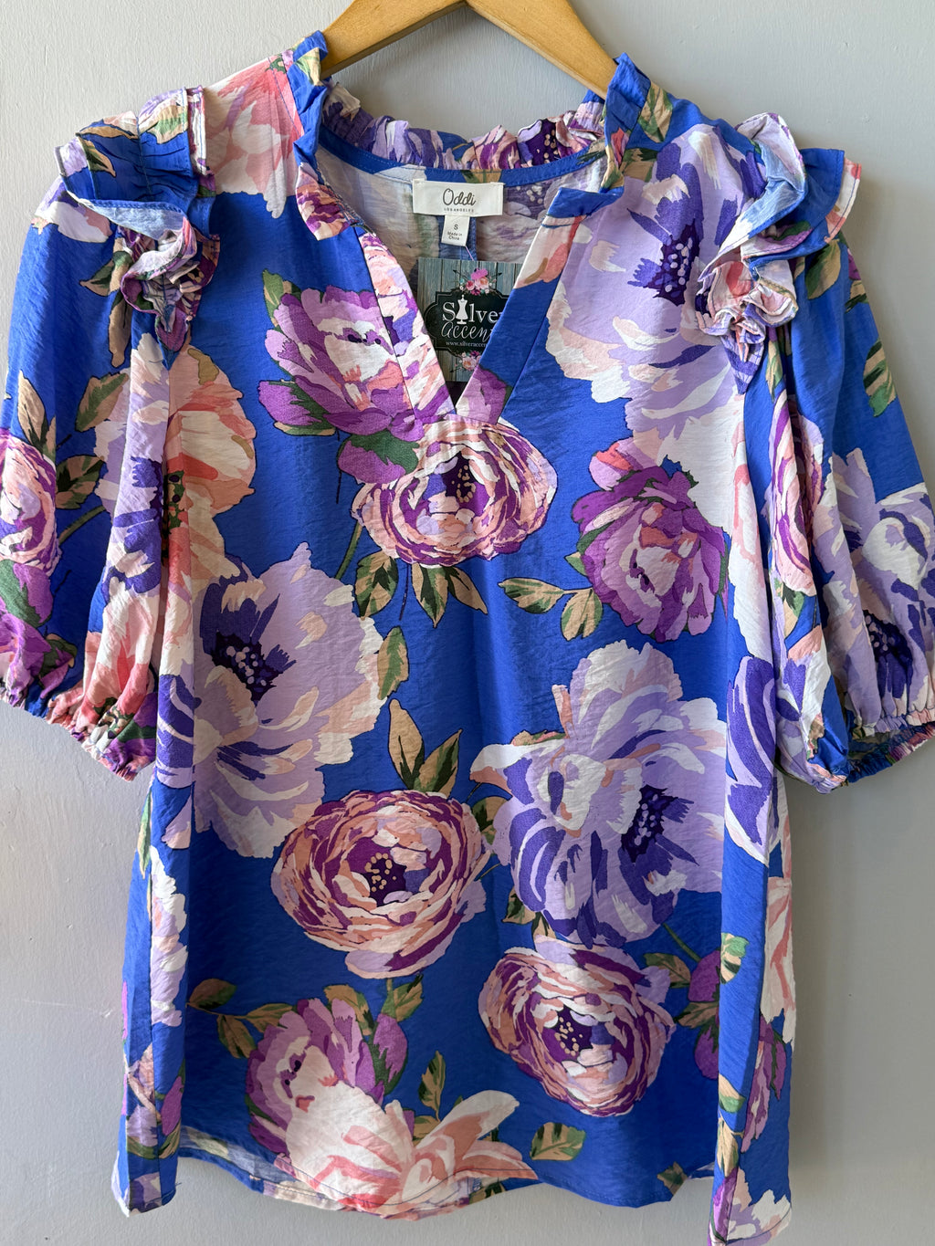 DELILAH Floral Ruffle PuffSleeve