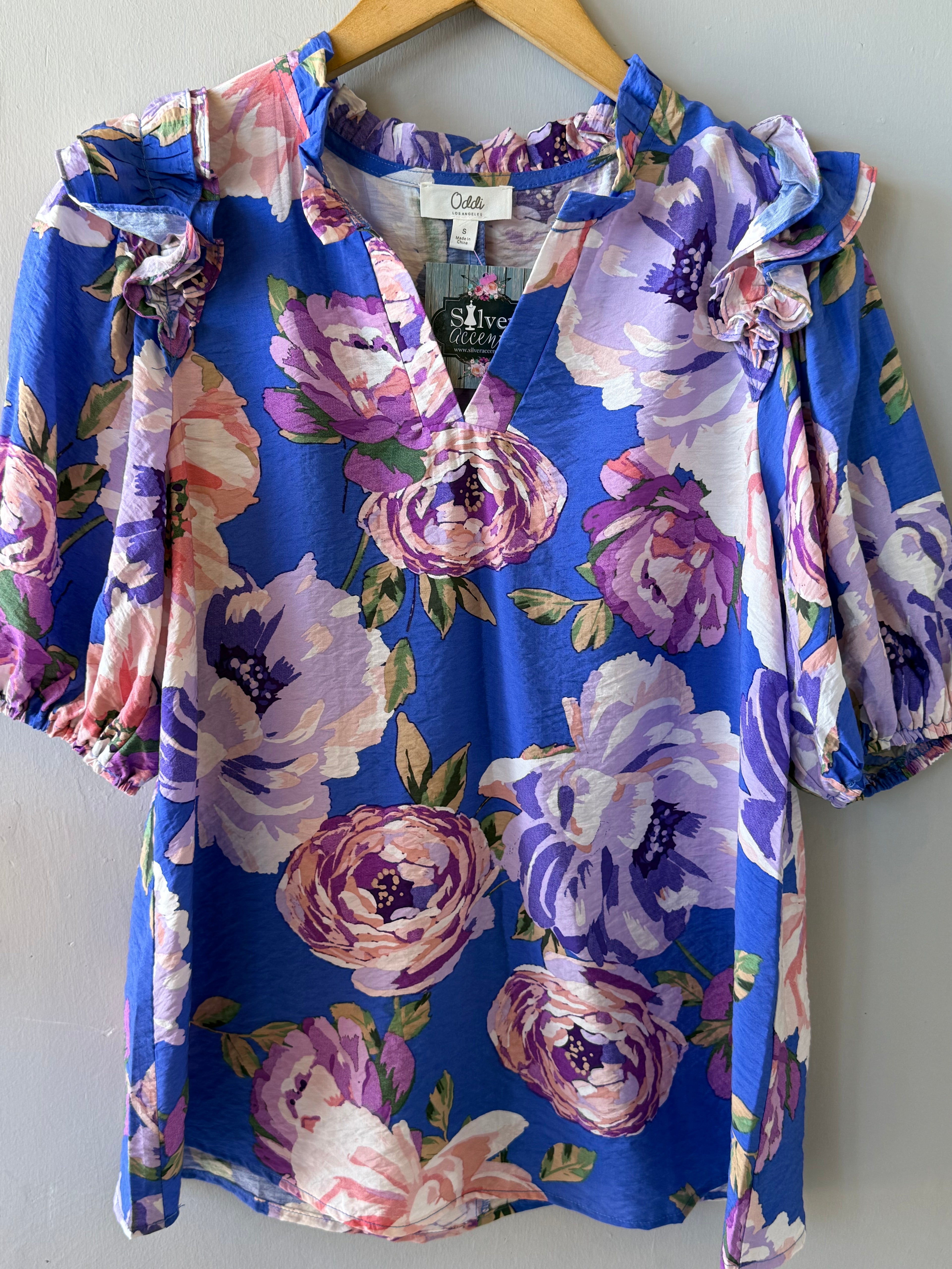 DELILAH Floral Ruffle PuffSleeve