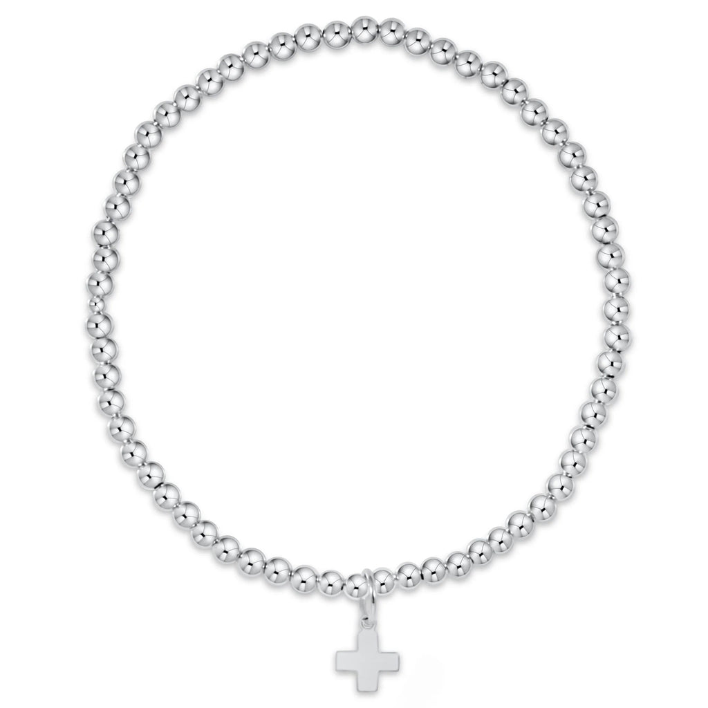 ENewton Classic Sterling 3mm Bead Bracelet - Signature Cross Sterling Charm