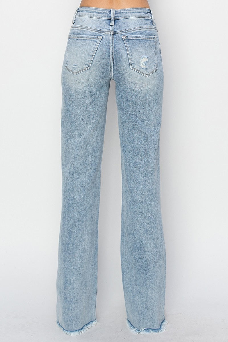 MELISSA HiRise LONG StraightLeg FrayHem Jean