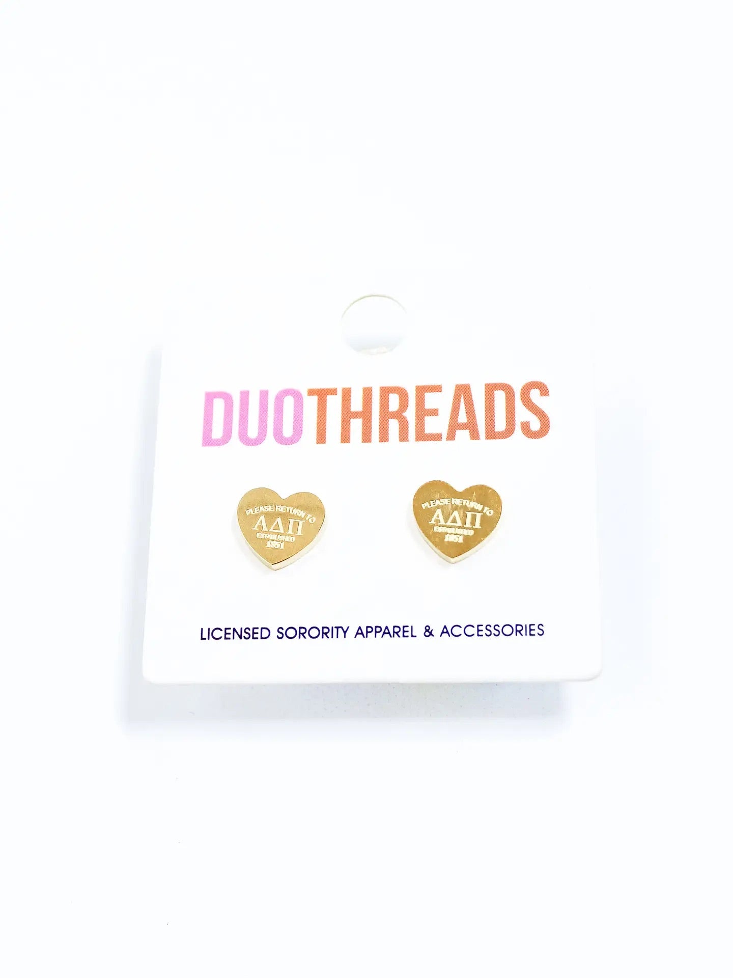DUOTHREADS Sorority HEART Earrings