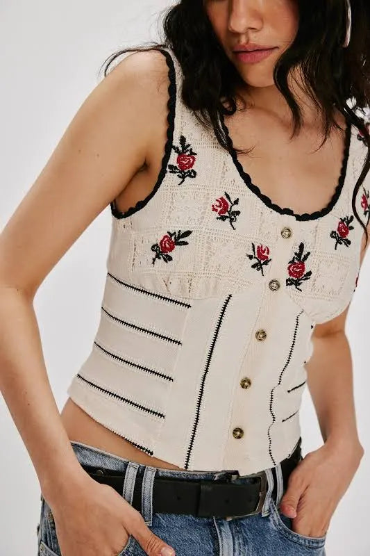 FREE PEOPLE Knit ROSE BUD Top