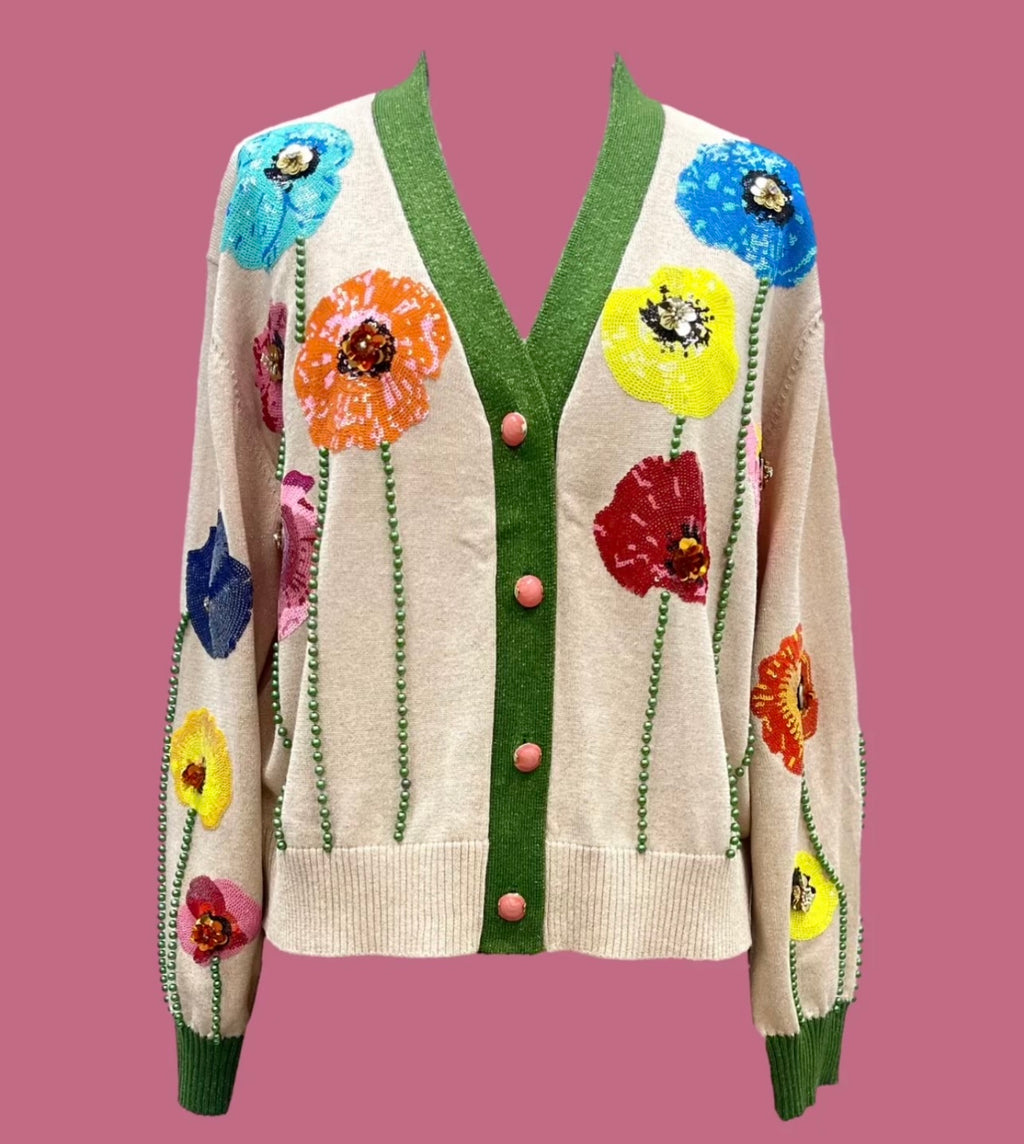 QUEEN OF SPARKLES Lurex Knit/Sequin POPPY Cardigan Top Jo Jo
