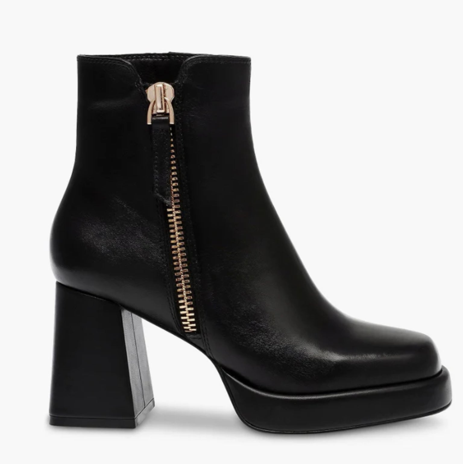 STEVE MADDEN Leather ADRYANA BlockHeel Bootie