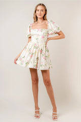 COCO COQUETTE Floral Short PuffSleeve Dress