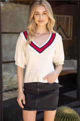 MARMONT MultiColor Striped V-Neck Sweater Top