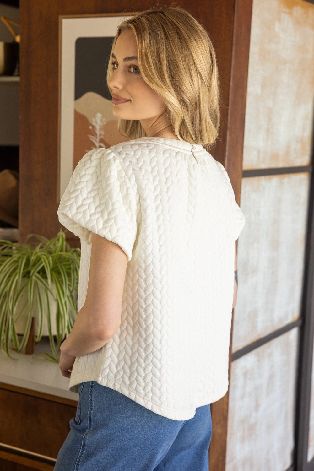 PHENOM Multi StripeFront Textured Knit Top