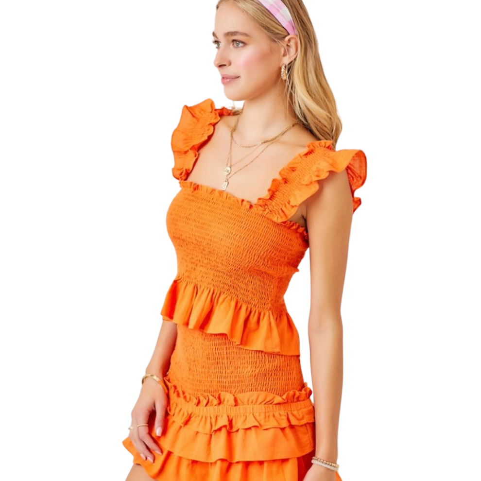 Stripped RuffleSleeve Smock PEPLUM Top