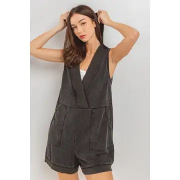 ILLUSION MineralWash Romper w/Hoodie
