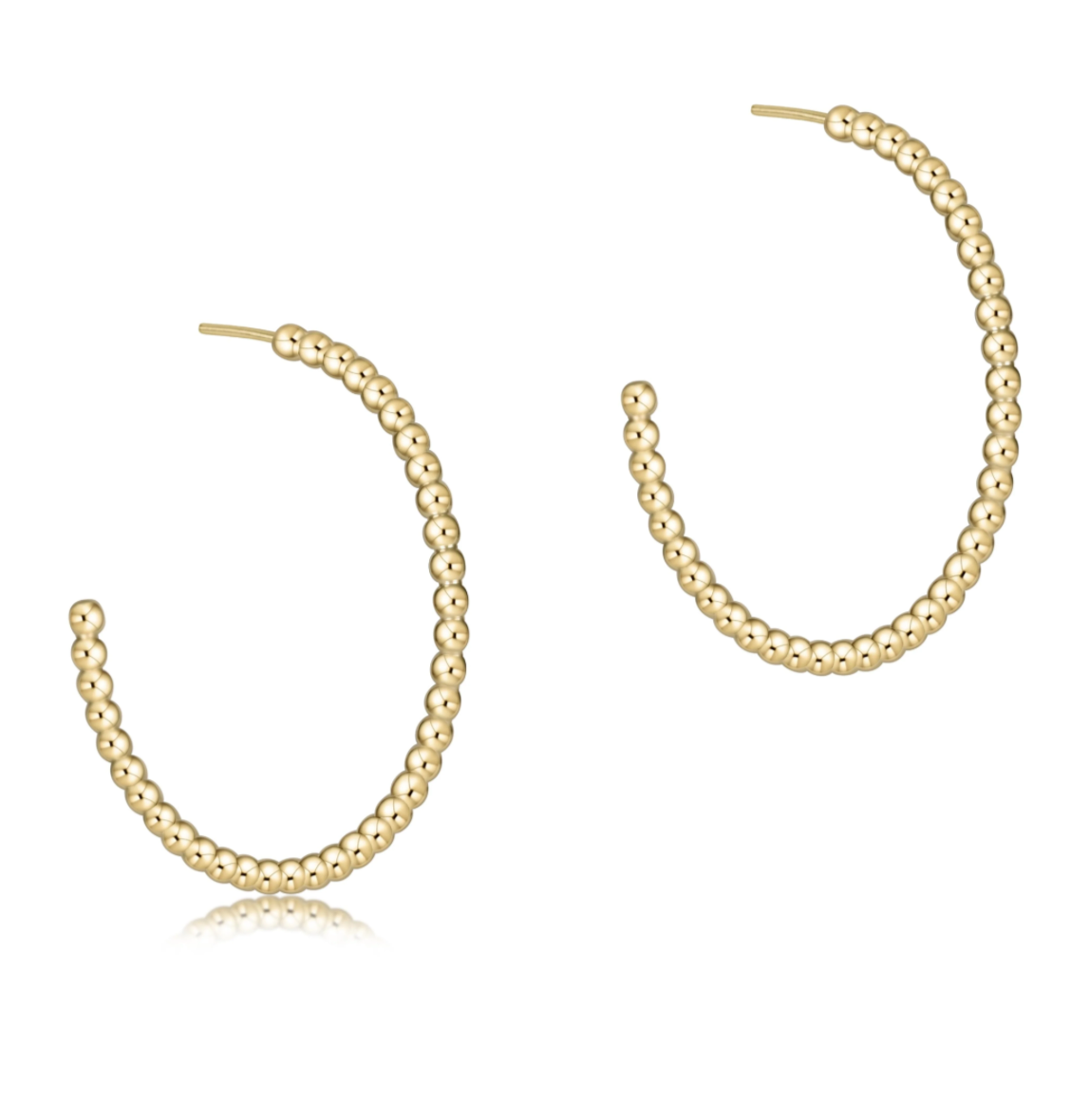 ENewton Beaded Classic 1.25" Post Hoop Earring- 2mm Gold