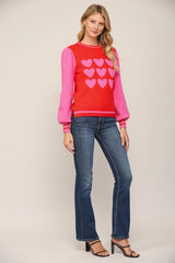 DECLARE Color Block Heart Pattern Sweater