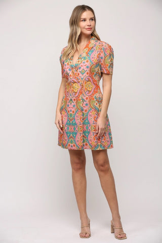 VERONA Paisley Print LinenBlend Blazer Dress