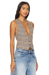 FREE PEOPLE Plaid LIBBY Vest Top