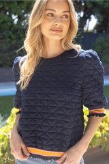 MADISON Quilted Striped Band Knit Top