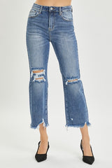 KOURTNEY HiRise StraightLeg UnevenHem Crop Jean