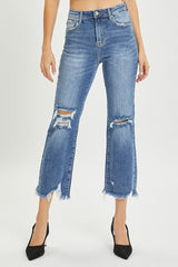 KOURTNEY HiRise StraightLeg UnevenHem Crop Jean