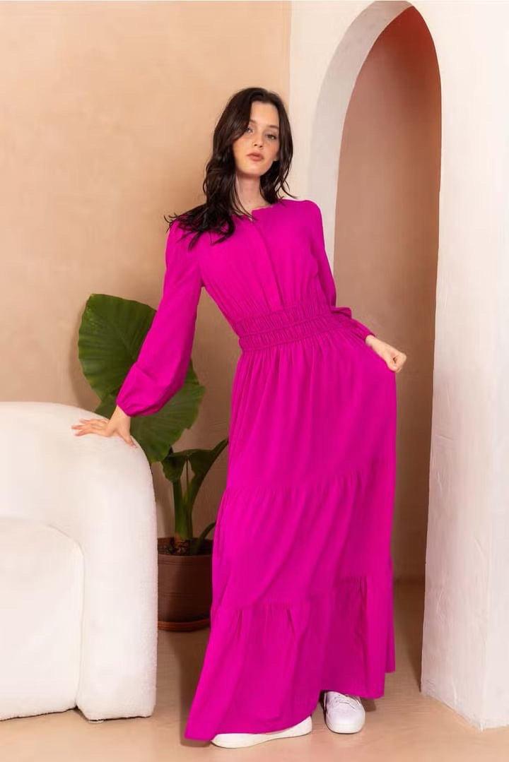 ASTOUND Split Neck Tiered Maxi Dress