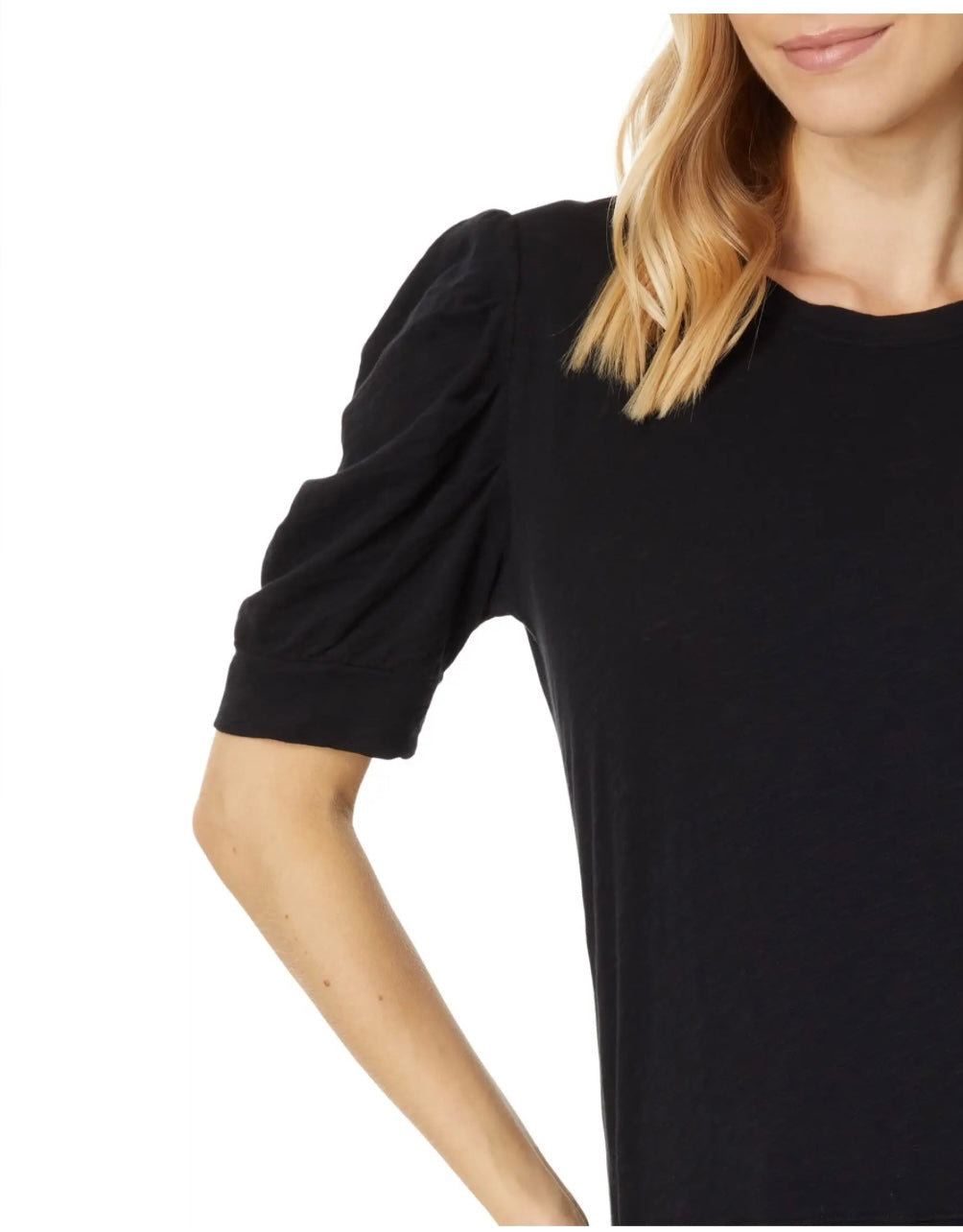 BOBI Lightweight Jersey ROUTINE PuffSleeve CrewNeck Top