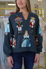 QUEEN OF SPARKLES Sequin NUTCRACKER Ballet Sweatshirt