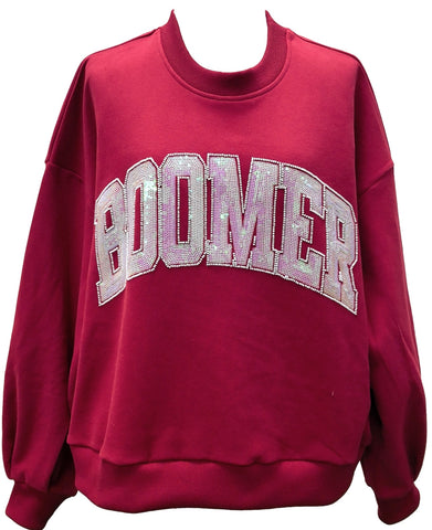 QUEEN OF SPARKLES Sequin BOOMER Sweatshirt