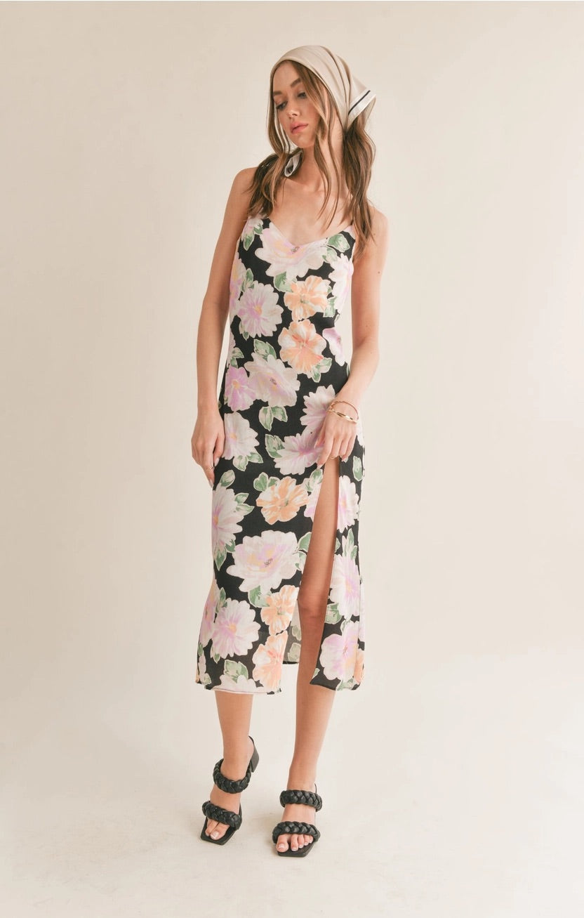 MEADOWS Floral Slip Midi Dress