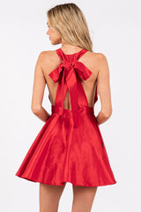 MARA BowTieBack Halter Shantung A-Line Dress