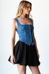 VAL StretchDenim Corset Vest Top