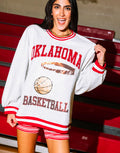QUEEN OF SPARKLES Licensed Grey & Crimson OKLAHOMA Basketball Sweatshirt
