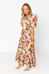 BUDDY LOVE Floral MIRANDA PuffSleeve Keyhole Cutout Maxi Dress