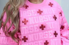 QUEEN OF SPARKLES Sequin NURSE Allover Sweatshirt