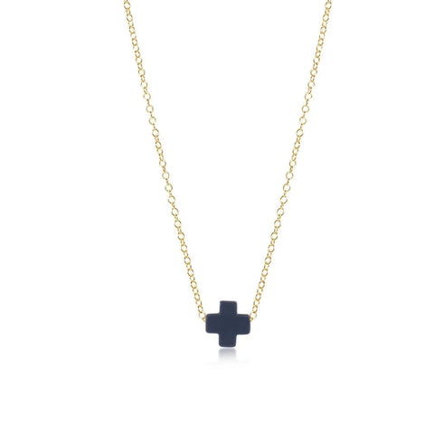 ENewton Small NAVY Signature CROSS 16” Gold Necklace