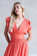 PISTOL Surplice V-Neck RuffleSleeve Waist Crop Top