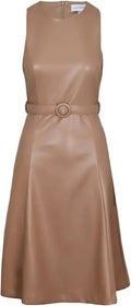 LUCY PARIS VeganLeather AIMEE Belted Midi Dress