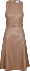 LUCY PARIS VeganLeather AIMEE Belted Midi Dress